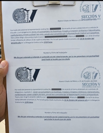 Citatorios del SNTSS para trabajadores que se han sumado a las protestas. (Especial)