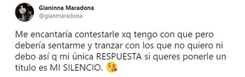 El tweet de Gianinna sobre