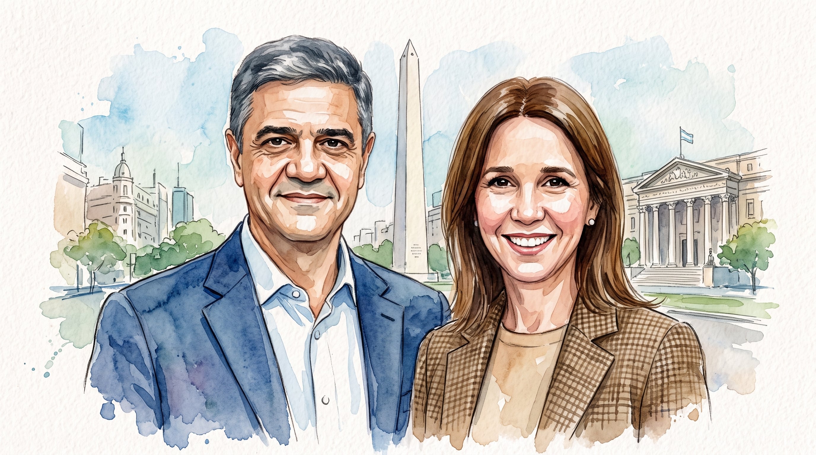 Ilustración de Jorge Macri y la legisladora Pilar Ramírez - VisualesIA ScribNews