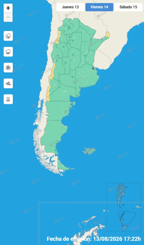 Las alertas del SMN para el viernes
