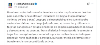 Las autoridades entregaron detalles de la captura de los señalados criminales - crédito Fiscalía / X
