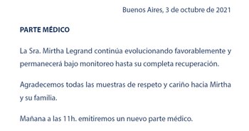 Parte médico sobre la salud