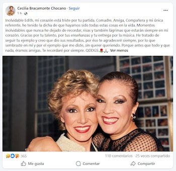 Cecilia Bracamonte se despide de Edith Barr