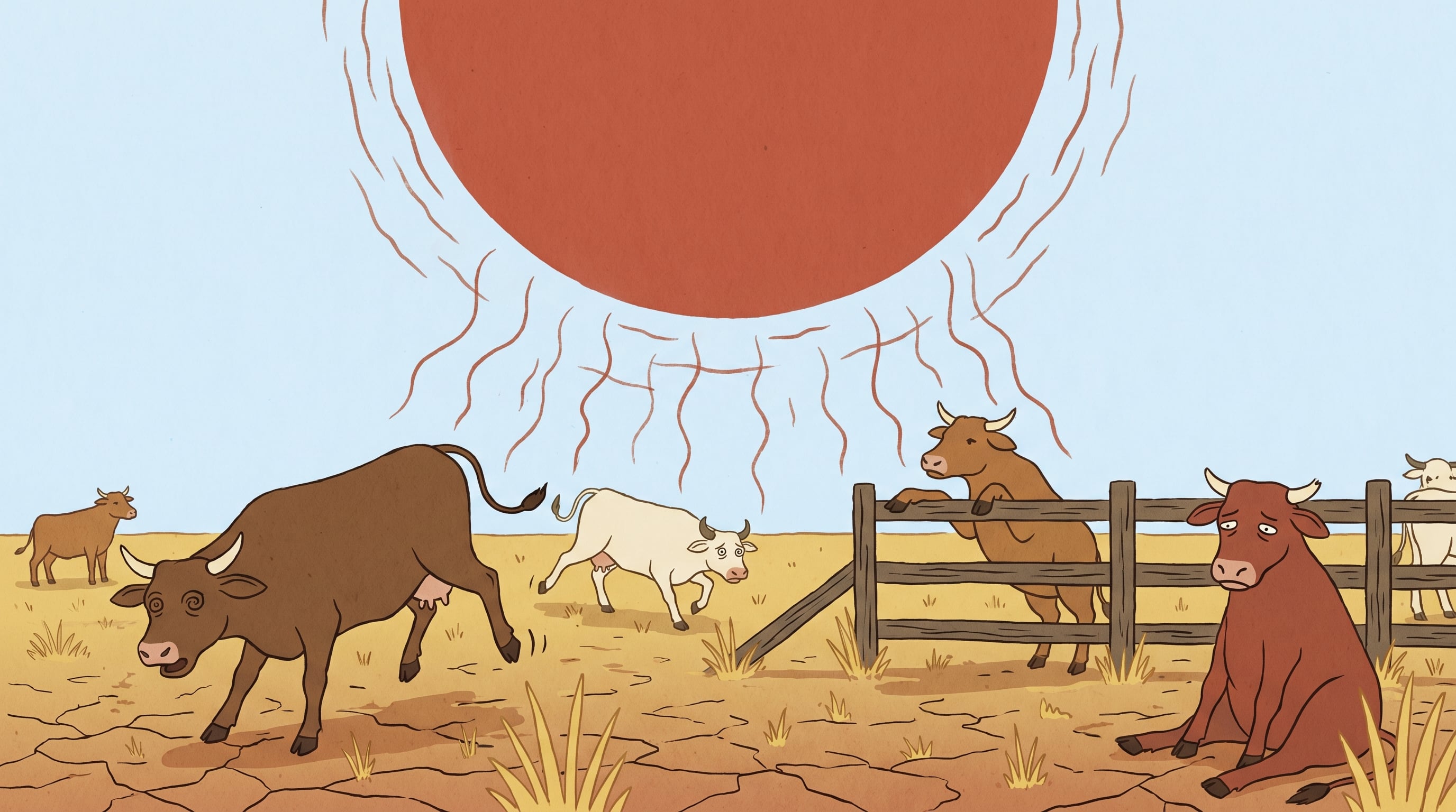 Las altas temperaturas, superiores a los 36 ℃, junto a la sequía prolongada, intensifican el estrés y los problemas de salud en los semovientes. (Imagen Ilustrativa Infobae)