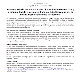 Moisés Garvin respondió a señalamientos de la SIC