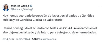 La ministra de Sanidad, Mónica