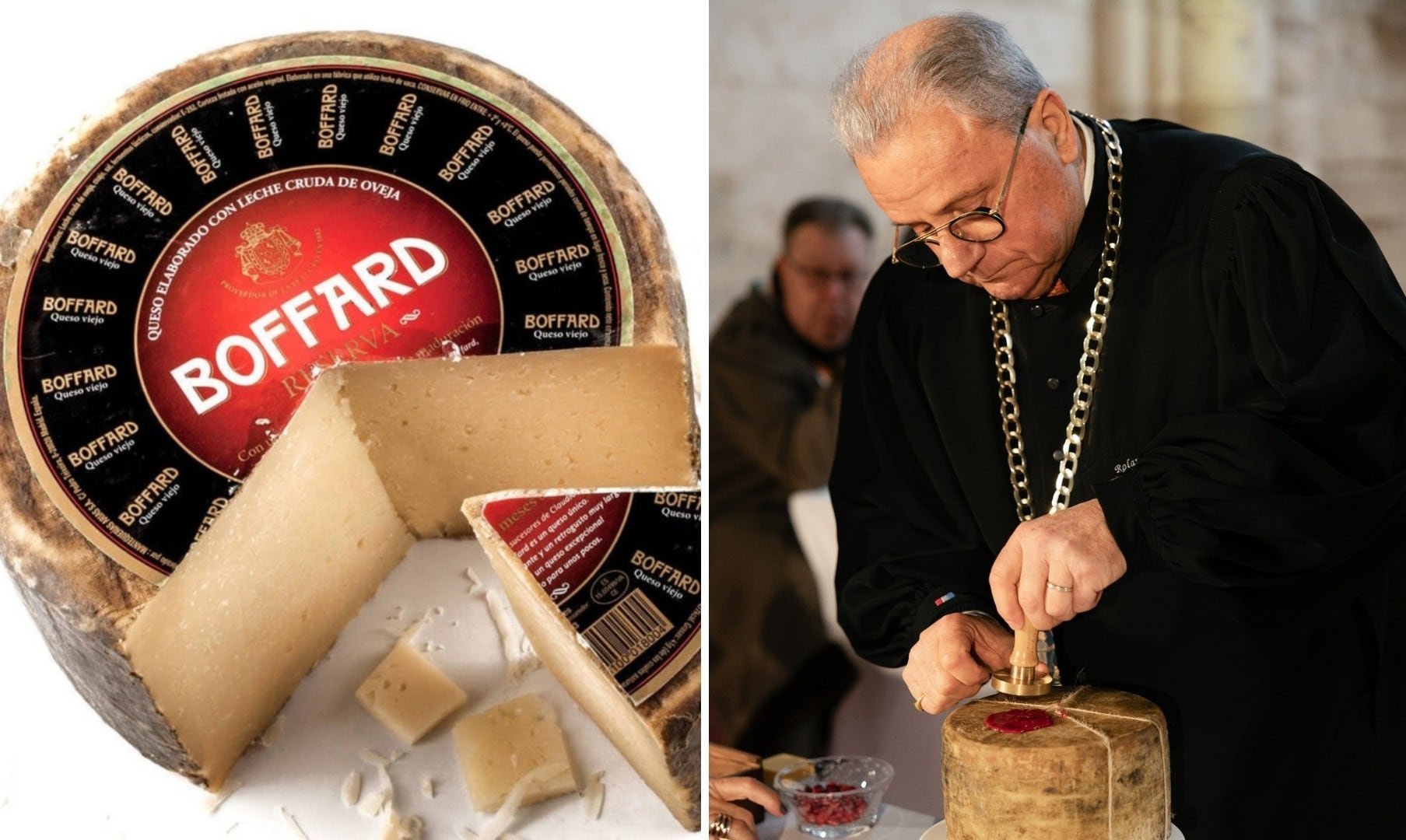 La Cofradía Internacional del Queso se ha reunido en el Monasterio de Santa María de Palazuelos (Montaje Infobae)