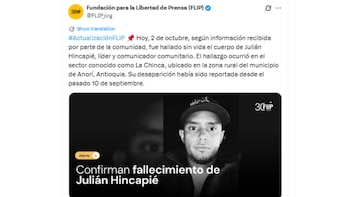 Julián Andrés Hincapié desapareció el 10 de septiembre de 2026, mientras llevaba mercurio a una zona de minería - crédito