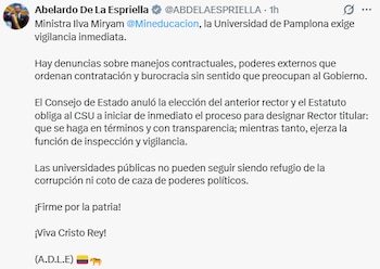 El presidente de la República dijo que el proceso para la elección del rector titular debe realizarse con transparencia - crédito @ABDELAESPRIELLA/X