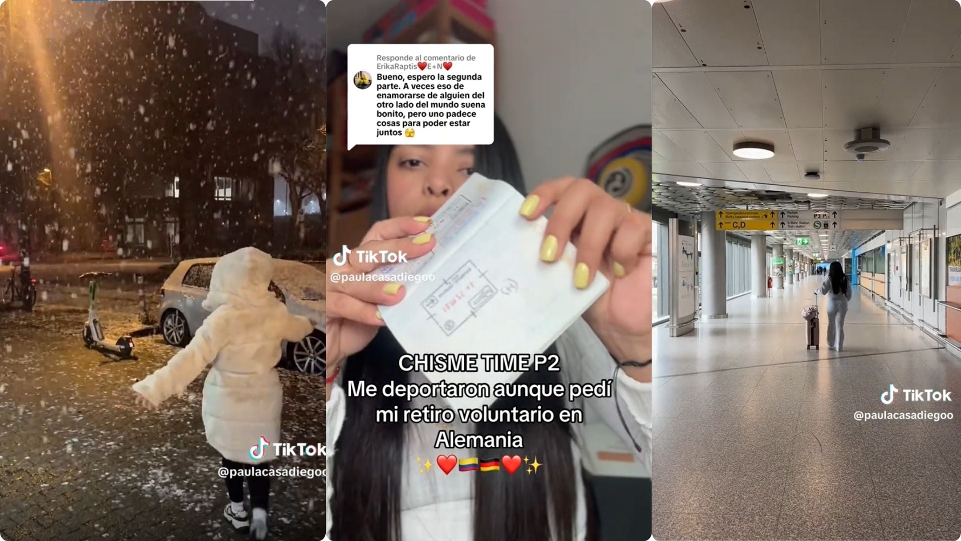 Sus seguidores le señalaron que el error cometido fue lo solicitar un nuevo visado para volver- crédito paulacasadiegoo / TikTok