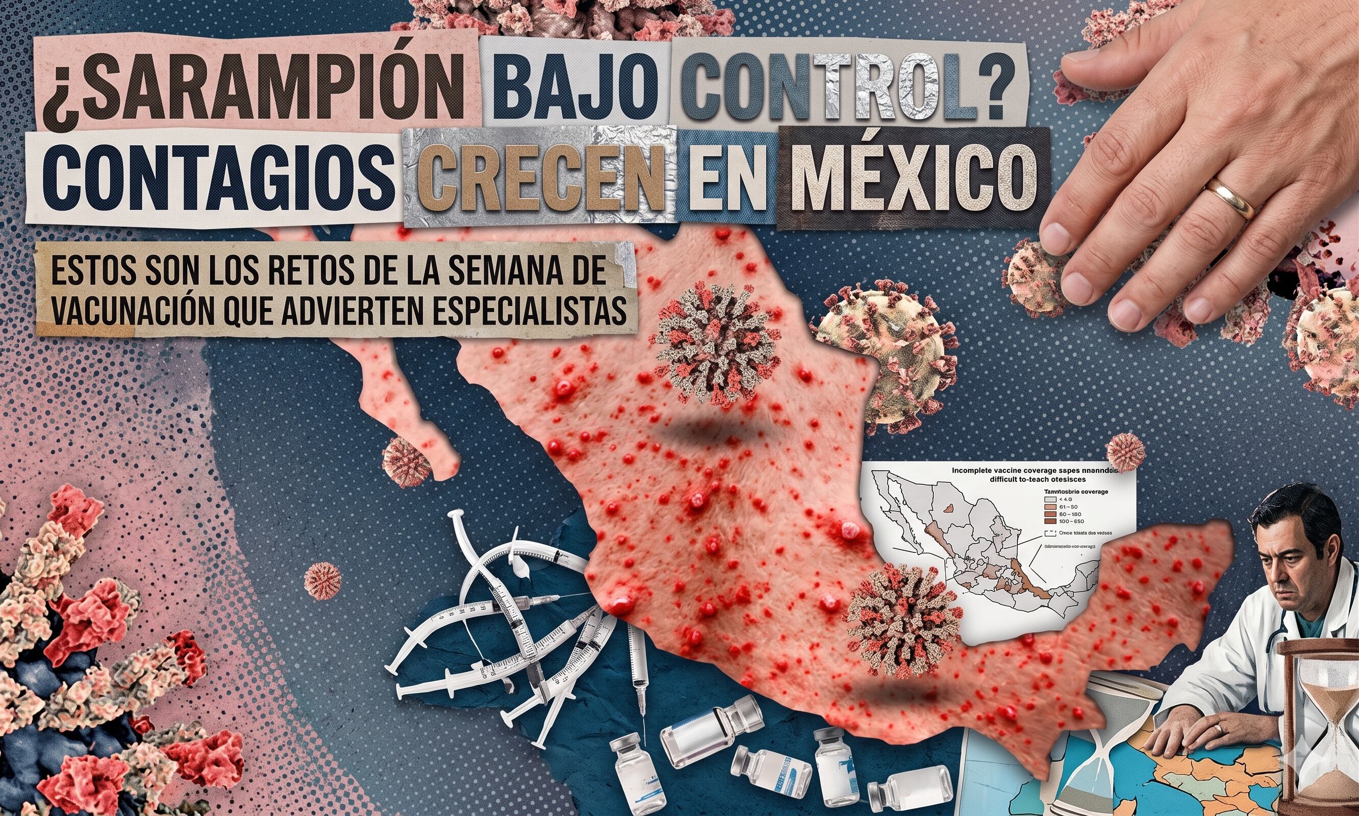 La Asociación Mexicana de Vacunología advierte que los casos de sarampión siguen en aumento a pesar de que autoridades afirman que el brote va en descenso. | (Crédito: Imagen creada con Gemini AI, con fines ilustrativos)