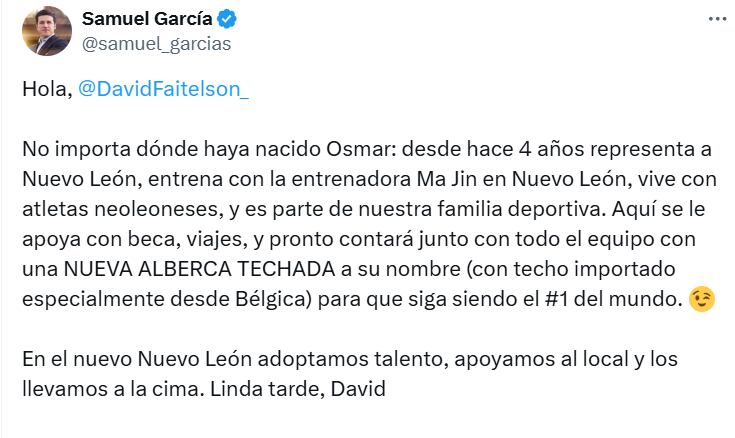 Samuel García habló del origen de Osmar Olvera.