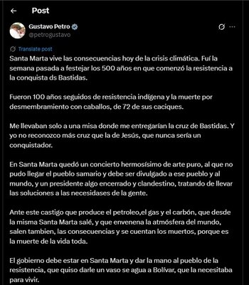 Gustavo Petro reaccionó a la