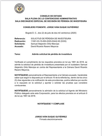 El Consejo de Estado notificó
