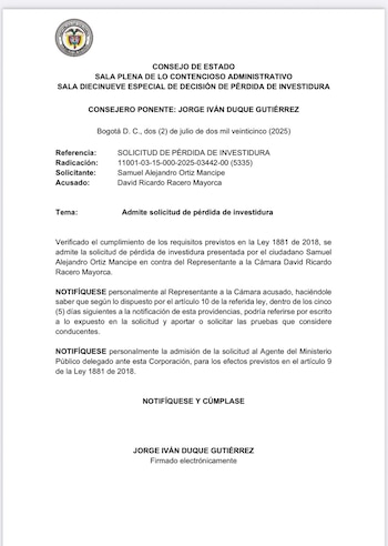 El Consejo de Estado notificó