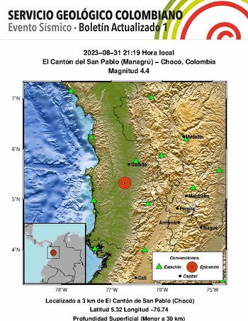 El sismo se registró sobre