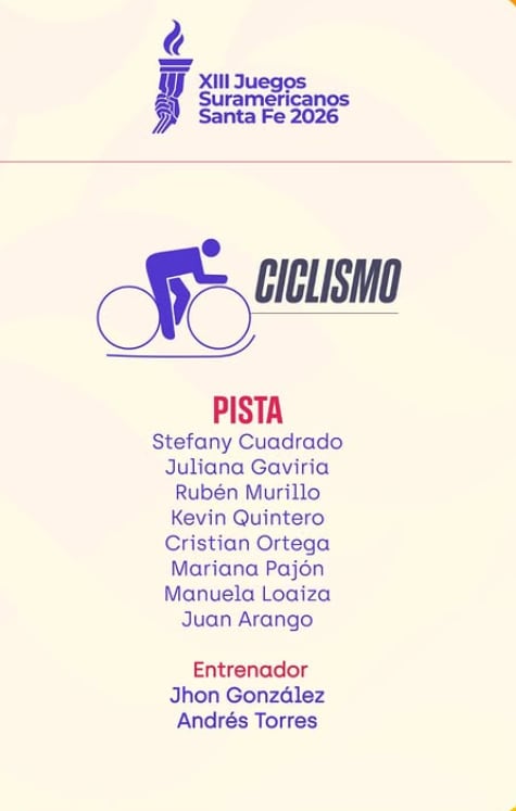 Esta es la delegación de Colombia en el ciclismo de ruta para los Juegos Suramericanos Santa Fe 2026 - crédito Deporte Colombiano