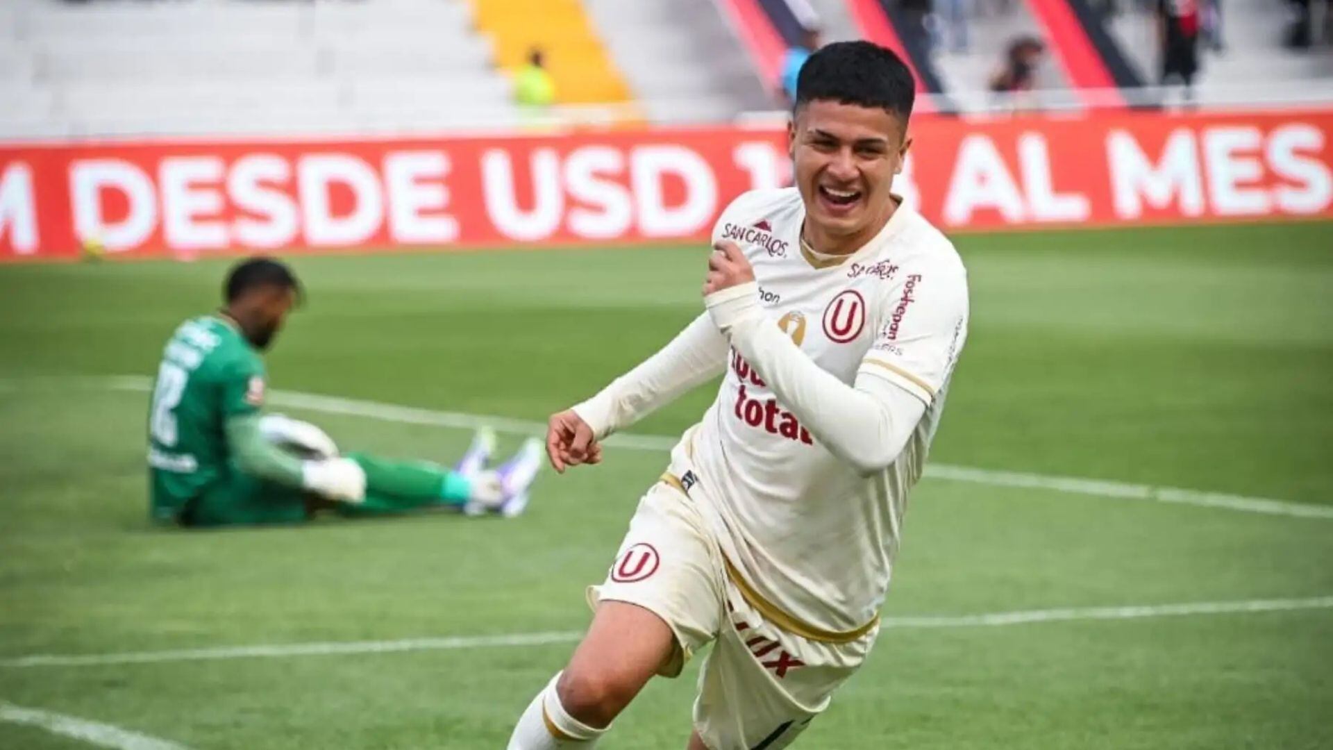 Jairo Concha celebró su octavo tanto del 2025 en el Monumental de la UNSA. Crédito: Andina.