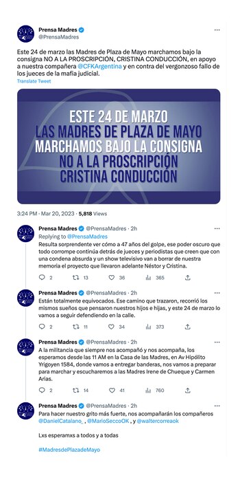 La convocatoria de Madres de