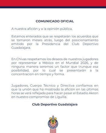 Chivas responde a la Selección Mexicana.