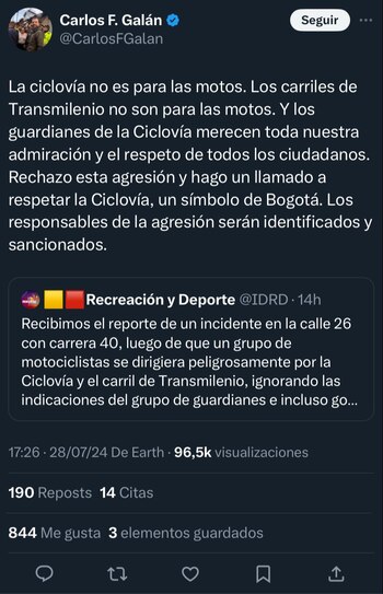 Reacción del alcalde Carlos Fernando