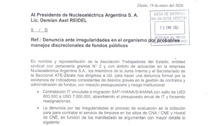 La denuncia de ATE-Zarate por probables manejos discrecionales de fondos públicos