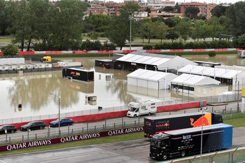 El circuito de Imola, inundado