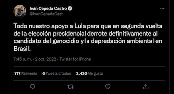 A través de Twitter, el