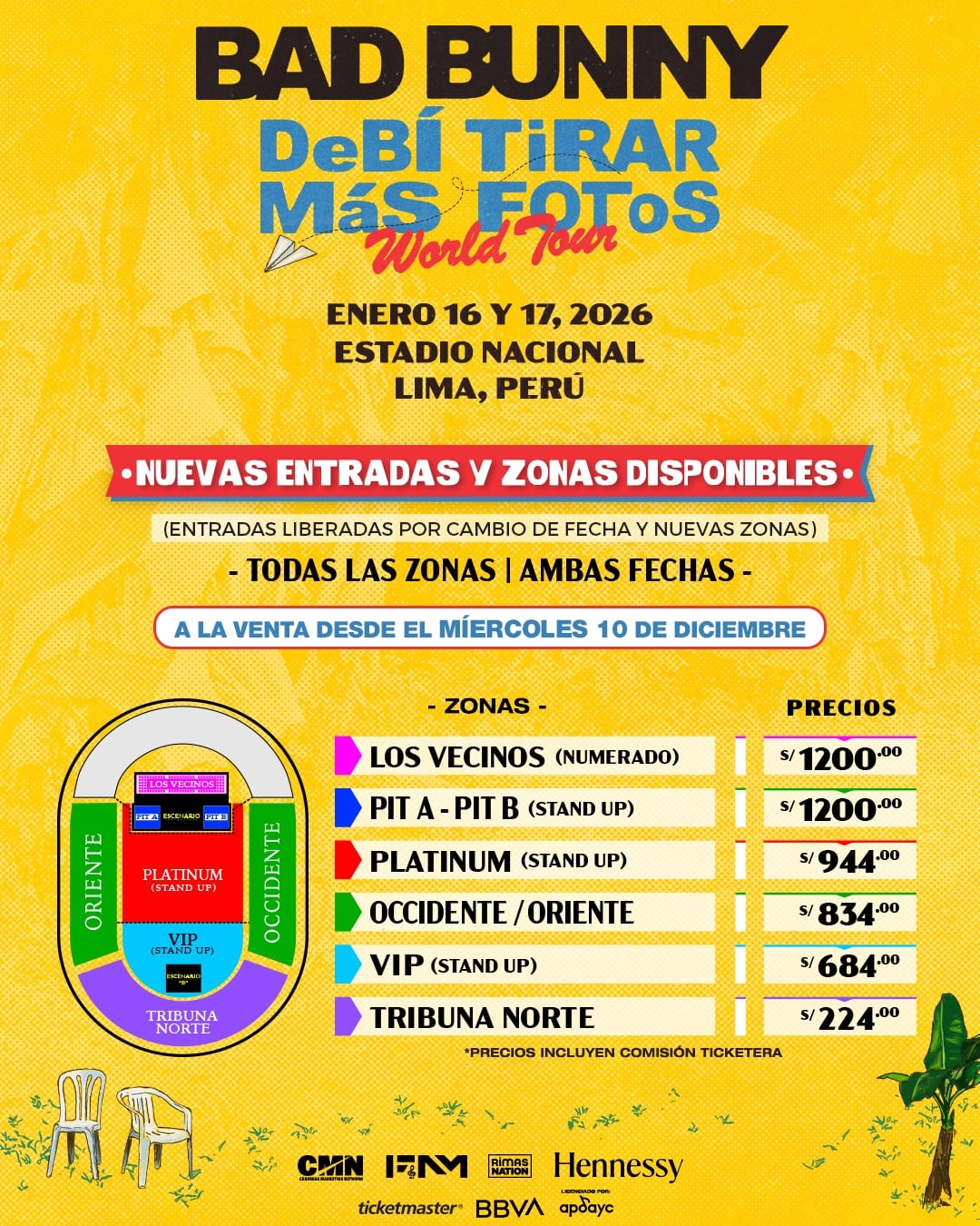 Concierto de Bad Bunny en Lima: habilitan Los vecinos, Pit a y Pit B. Además de la Casita.