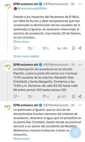 Actualizaciones del servicio de acueducto