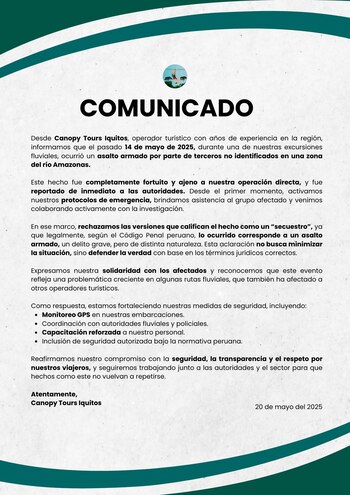 La empresa Cannopy Tours Iquitos