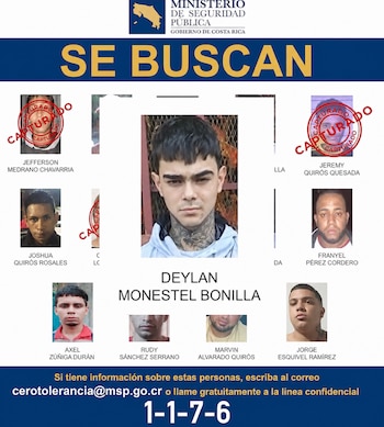 Deylan Monestel Bonilla se convirtió en el quinto de los 14 sujetos más buscados de Cartago en ser detenido durante la Operación Cacería. Crédito: MSP