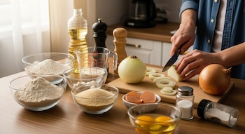 Una persona prepara aros de