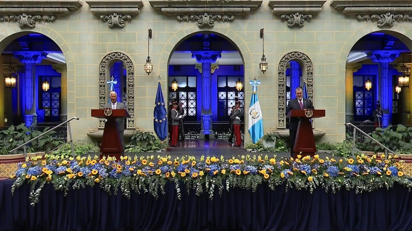 El presidente Bernardo Arévalo recibió a António Costa en Guatemala en la primera visita oficial del titular del Consejo Europeo al país. (Radio Nacional TGW)