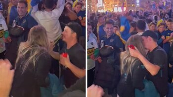 En pleno festejo de Boca