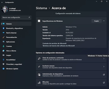 Configuración de Windows 11 Pro.
