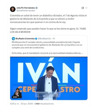 Jota Pe Hernández y su respuesta a Iván Cepeda