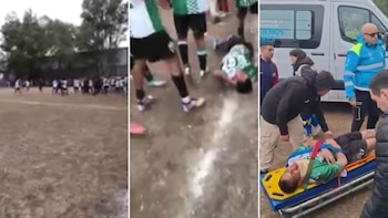 Video: una brutal batalla campal en un partido de fútbol amateur terminó con un jugador inconsciente
