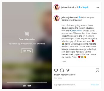 La publicación de Jelena Djokovic