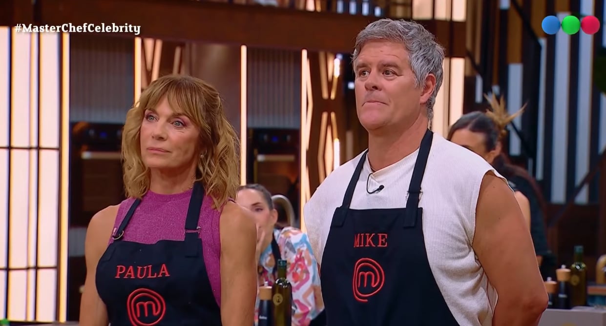 Paula Trápani y Mike Amigorena quedaron entre los dos peores platos de la gala de eliminación (Masterchef Celebrity, Telefe)