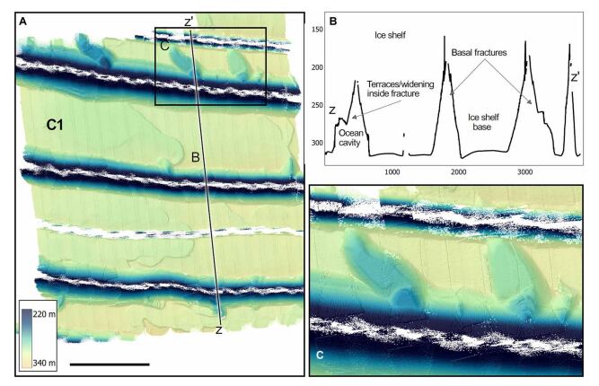 Imágenes del estudio de la topografía de la Antártida