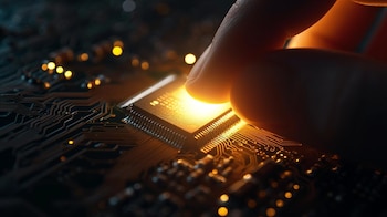 Una mano humana sujetando cuidadosamente un microchip, resaltando la importancia de este componente en la tecnología actual. La imagen simboliza la interacción directa entre el ser humano y los avances tecnológicos, como la inteligencia artificial y la robótica. Muestra la relación entre la tecnología de microchips, fundamental en computación e informática, y su impacto en el progreso tecnológico. (Imagen ilustrativa Infobae)