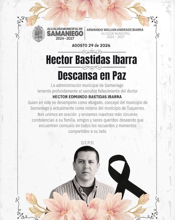 La Alcaldía de Samaniego destacó la trayectoria de Héctor Bastidas Ibarra como abogado, exconcejal, notario y promotor de iniciativas de paz - crédito X