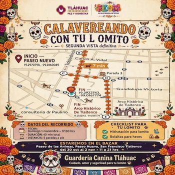 El recorrido Calavereando con tu Lomito se realiza el domingo 1 de noviembre a las 17:00 horas.
(Instagram/Secretaría de Turismo de la Ciudad de México)