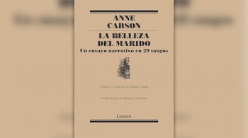 Cubierta del libro La belleza del marido de Anne Carson sobre un fondo beige difuminado.