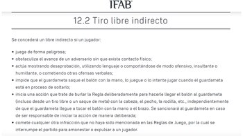 Las reglas sobre la falta