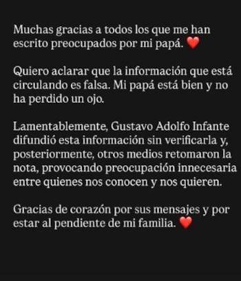 A través de un mensaje público difundido en redes sociales, Leonardo Bono, hijo del actor, desmintió las versiones que señalaban una pérdida.