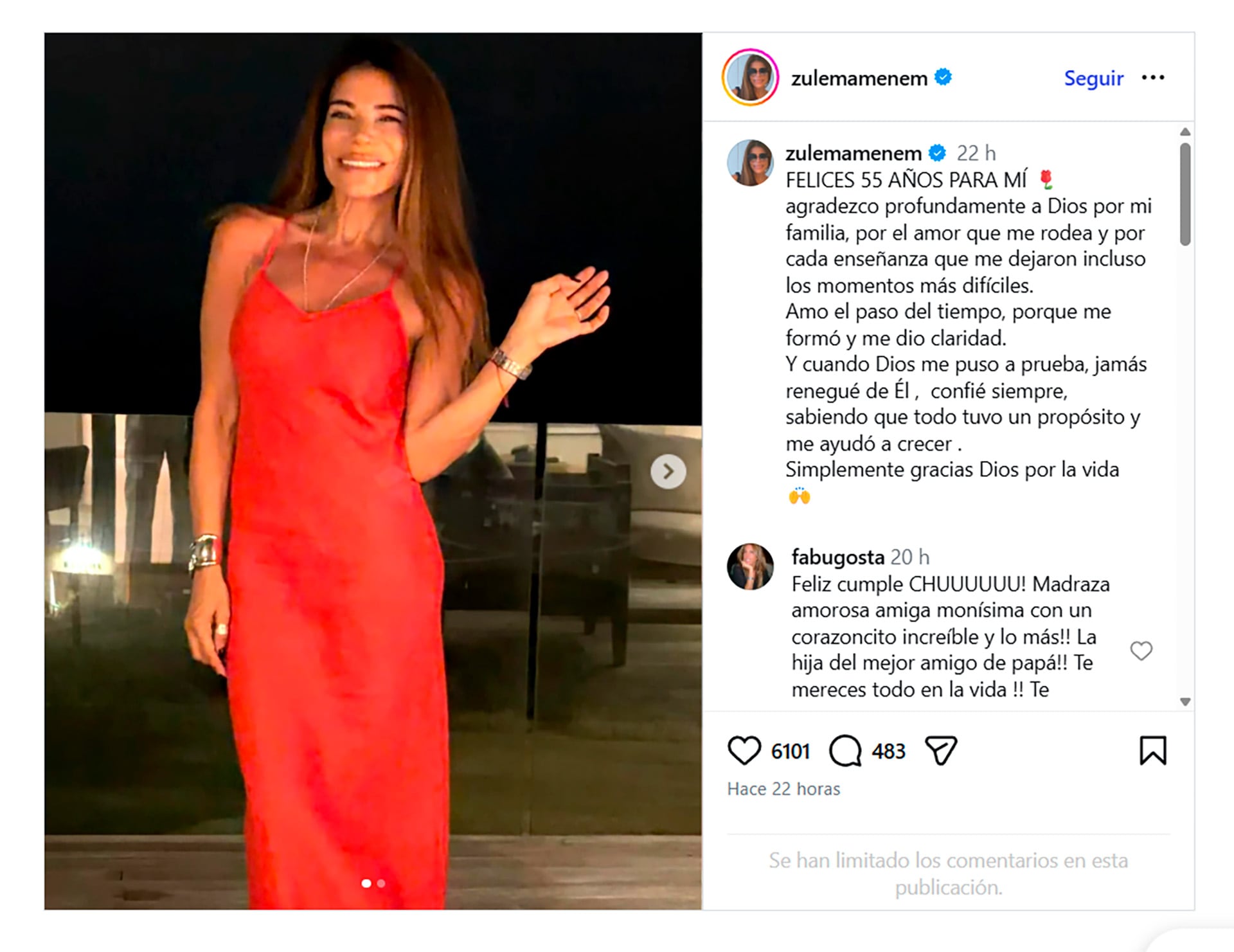 La sentida reflexión de Zulemita Menem y el vestido que usó para el doble festejo