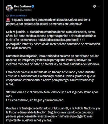 Federico Gutiérrez anunció la condena