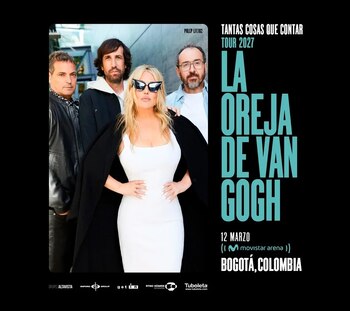 La Oreja de Van Gogh se presentará en Bogotá, Colombia, el 12 de marzo de 2027. El concierto tendrá lugar en el Movistar Arena - crédito Tu Boleta